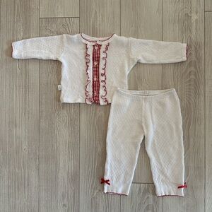 White and Red Baby Knit Outfit